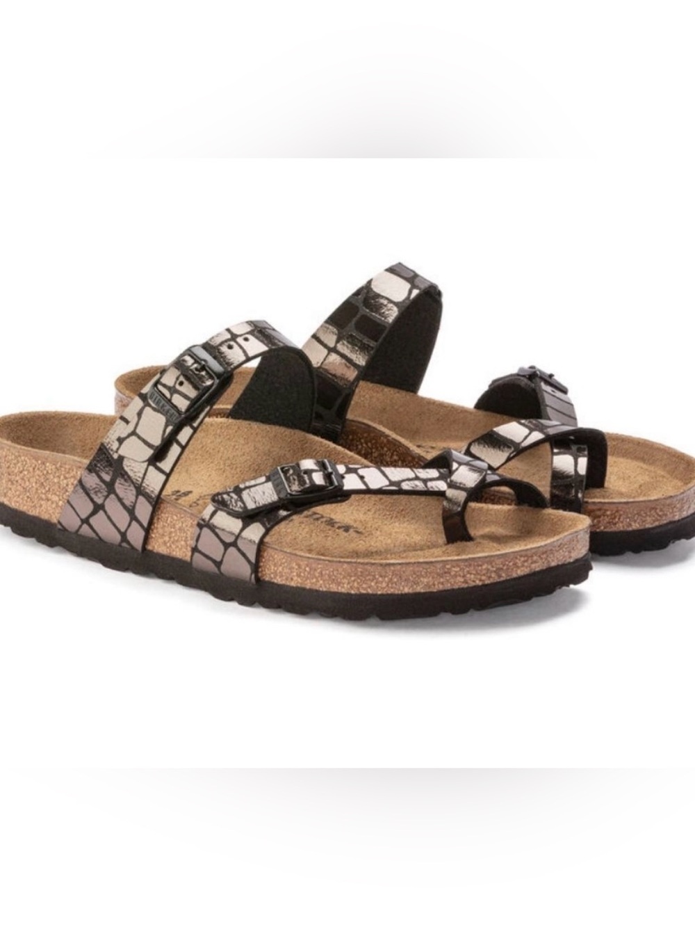 NEW Birkenstock Mayari
Microfiber Gator Gleam Black
Sandal SZ 39 US 8, 8.5